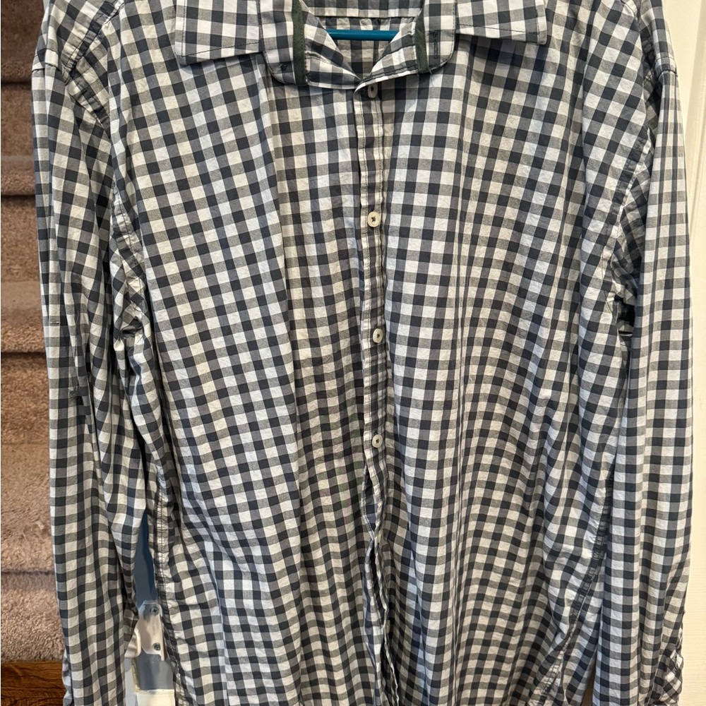 Men's Gingham Button-Down Shirt - Black and White
